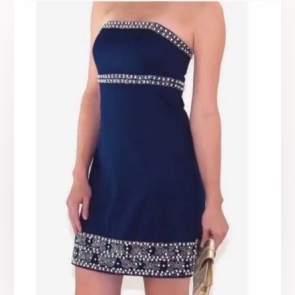 Lilly Pulitzer Strapless Beaded Mini Dress